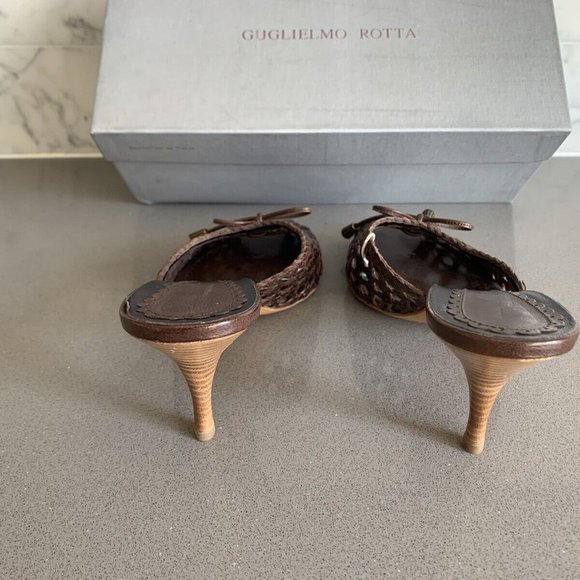 *NIB* GUGLIELMO ROTTA "INTRECCIATO" BROWN LEATHER SLIDE SANDAL_sz 9 - Picture 5 of 13